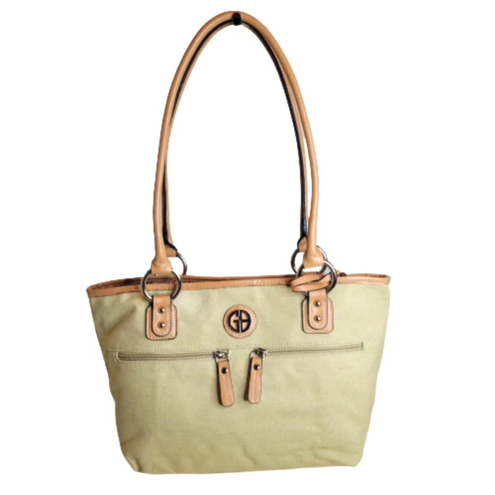Giani Bernini Khaki Tan Canvas Shoulder Tote Hand Bag NEW with Tags